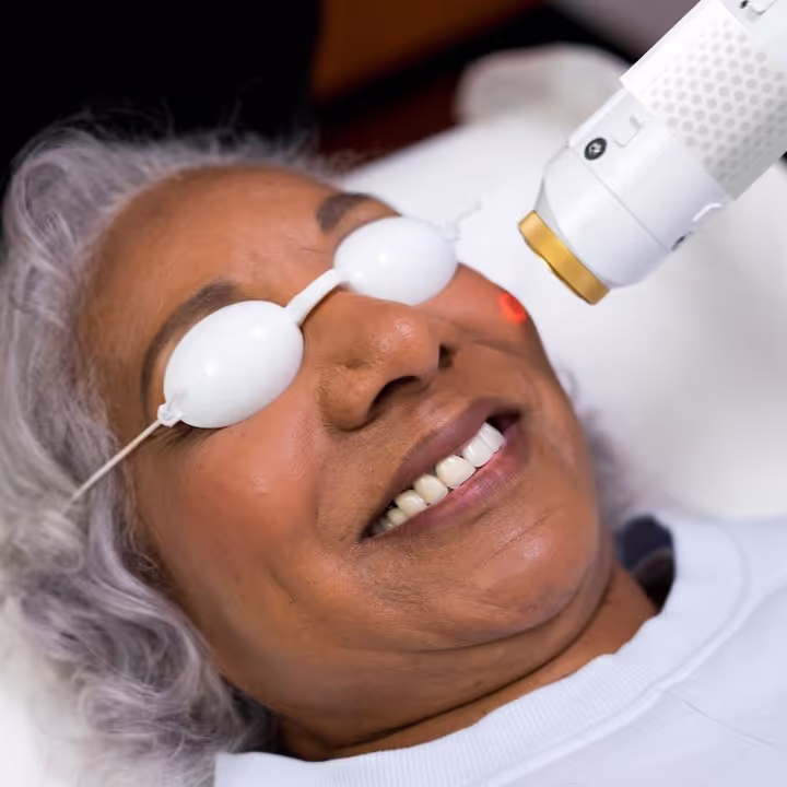 Close-up of clear, glowing skin after Aerolase NeoElite laser therapy at AURSPA, showing improvement in texture, tone, and redness.